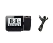 Alarm Clock With Time And Temperature Projection Usb Charging Alarm Clock - Black