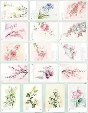 16PCS 1 Set Creative Postcards Artistic Beautiful Postcards, Flower Words