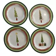 NWOT 4 Studio Nova Christmas Tree Plates 8 1/2” Salad Gift Modern Holiday Decor