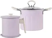 Generic Deep Fryer Pot Cooking Pot Butter Warmer Pot Multifunction French Fries Pot Soup Pot for Cooking Fried Chicken Frying Chips, Purple
