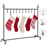 Costway 10-Hook Christmas Stocking Holder Stand on Wheels Heavy Duty Freestanding Clothes Rack