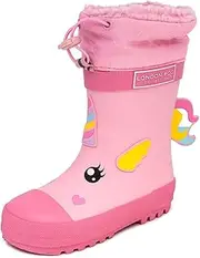[LONDON FOG] Toby Toddler Waterproof Rain Boots Kids Snow Boots - Sherpa Lined Winter Warm Boots for Boys and Girls - Dinosaur, Firetruck, Construction, Size 5 - 10 Toddler Boy and Girl Rubber Kids Rain Boots