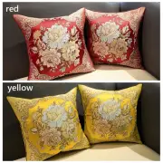 2pcs Throw Cushion Cases Retro Pillowcases Only Cover Satin Jacquard Floral Home