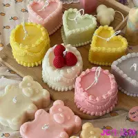 在飛比找Yahoo!奇摩拍賣優惠-包子の屋可愛心形蛋糕蠟燭模具 熊麵包形狀愛心蛋糕美學蠟燭模具