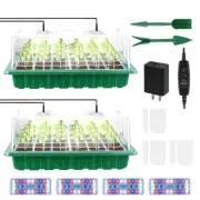 2 Packs Large Seed Starter Tray, Adjustable Brightness and Timer with 48 Full...