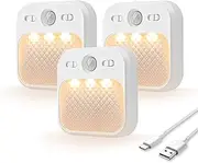 MERTTURM Night Light with Motion Sensor (30 Days Standby), Rechargeable Type-C LED Night Light Brightness Adjustable 3 Modes (Auto/Off/On), Magnetic Installation for Bedroom, Aisle, Stairs, Kitchen