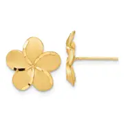 14K Yellow Gold Plumeria French Wire Earrings