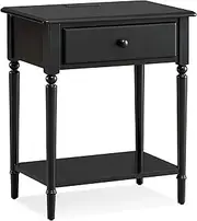 Leick Home Nightstand Side Table with Shelf, Wood, Swan Black