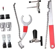 SUPVOX 1 Set Bicycle Repair Tool Kit Professional Crank Extractor Freewheel Remover Bottom Bracket Remover Chain Breaker Tool for Mountain Road Bikes Durable Silver Black Red