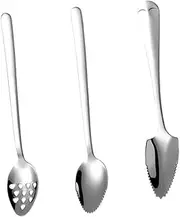WATIIFUFU Home Supplement Food Spoons 3 Pack Serrated Spoon for Fruit Scraping Lightweight Mirror Polished