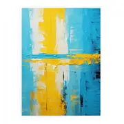 Abstract Knife Art Blue Yellow Painting Canvas Print