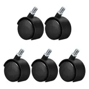 5 x Nylon Caster Swivel Twin Wheel Threaded Stem Casters Black M10x15mm