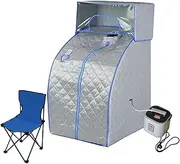 Portable Steam Sauna Box with Head Cover, Portable Sauna for Home with Folding Chair and Mat, Personal Steam Sauna Tent for Home Spa