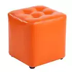 NNETB Orange Square Stool with Solid Wood Frame