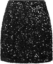 [Generic] Sequin Skirts for Women Trendy Sparkly Mini Skirt Sexy high Waisted Short Skirt