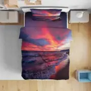 The Red Sky In The Evening 3D Quilt Duvet Doona Cover Set Pillow case Print