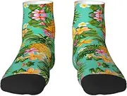 [YANYU] Tropical Fruit Pineapple Print Workout Everyday Socks For Men And Women All Seasons Comfortable Adult Socks, 1 Black, One Size