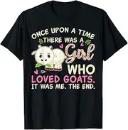 [X.Style] Once Upon A Time There was A Girl Who Loved Goats Girl Goat ds833 T-Shirt (2XL) Black