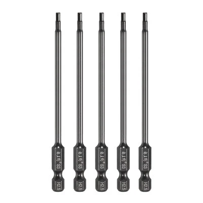 5pcs 2.5mm Metric Hex Head Wrench Drill Bit 100mm Length Magnetic Bits, Black