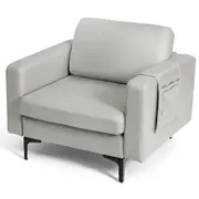 Costway Armchair Single Seater Sofa Lounge Upholstered Accent Chair w/Side Pocket Living Office