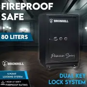 Fireproof Safe Security Box 80L Fire Proof Dual Key Lock Cash Deposit +S