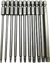 Long Torx Security Head Screwdriver Drill Set 1/4 Inch Hex Shank T6 T7 T8 T9 T10 T15 T20 T25 T27 T30 T40 11 Pieces 4 Inch Length S2 Steel Torx Screwdriver Bit Set (Long Torx Bits)