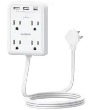 Flat Multi Plug Extender with 3 USB Wall Charger(1 Type C), 4 Outlet Wall Ada...