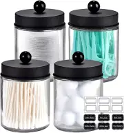 4 Pack Apothecary Jars Bathroom Vanity Storage Organizer Set Stainless Steel Lid