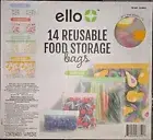 Ello Plastic Reusable Food Storage BPA-Free Travel Bags 14 Pack