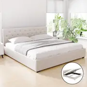 Artiss Bed Frame King Size Gas Lift Beige VILA
