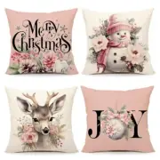 Christmas Pillow Covers 18x18 Set of 4 Farmhouse 18" x 18" (Pack of 1) Pink