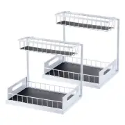 2 Tier Under Sink Shelf Organizers And Storage Bathroom Cabinet Organizer Black