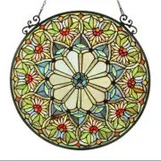 23.4" Tiffany Style Stained Glass Victorian Floral Window Panel Suncatcher