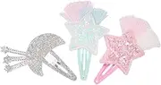 Kisangel 3Pcs Star Snap Hair Clips Glittery Accessories for Charming Hair Barrettes with Celestial Design for Dress Up and Everyday Wear
