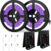 5M Black Lights Strip (16.4ft), USB & Battery Powered Blacklight Strip, 395-405nm, 2835 SMD, for Glow Party Halloween Body Paint Fluorescent Tapestry Poster, Non-Waterproof