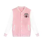 Stranger Hellfire Club Bomber Things Jacket Hoodie Baseball Streetwear Women Men Pink 2XL