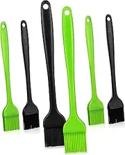 6-Piece Silicone Basting Brush Set Grilling Baking Oil Brush Heat Resistant 480°f Ergonomic Long Handle Dishwasher Safe Black Green