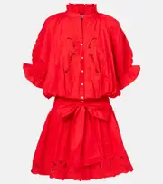 [Juliet Dunn] Juliet Dunn Broderie anglaise cotton poplin minidress UK 12/14 red