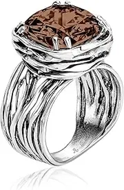 [JEAN RACHEL JEWELRY] 925 Sterling Silver Ring - Wrap Vintage Design with Cushion Shaped Cubic Zirconia - Hypoallergenic, Lead & Nickel Free - Artisan Handcrafted Statement Rings for Women