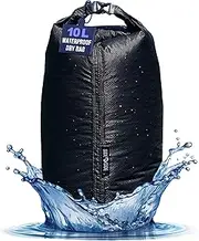 Side by Side Durable Dry Bag 10L for Beach | Small Marine Waterproof Sack for Boating, Kayaking, Sup | Lightweight Stuff Sack for Backpacking, Hiking, Black, Small, Lightweight (1.65 Oz)