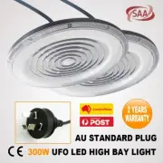 2 x UFO LED 300W HIGH LOW BAY FACTORY WORK FLOOD LIGHT WAREHOUSE GROW DOWN LAMP