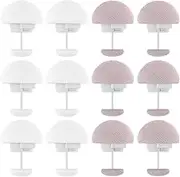 Teaaha 12 Sets Duvet Clips, Comforter Snaps Cover Pins with Soft Fabric, Double-Sided Non-Marking Fixator Fasteners for Quilts, Cushions, and Curtains (White & Grey)