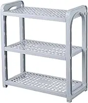 Adjustable Three-Layer Desk Rack Multifunctional Hollow Storage Shelf Organizer for Kitchen, Bathroom, Office