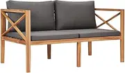 Garden Bench Garden Bench with Grey Cushions Solid Wood Teak