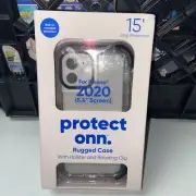 iiPhone 12 mini Rugged Phone Case With Holster & Rotating Clip Clear New (B)