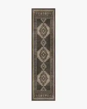 75' x 305' | Machine Washable Runner Rug | Kid & Pet Friendly | Indoor Rug | Rayne Charcoal & Tan Rug | Ruggable