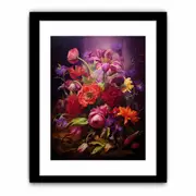 Purple Red Flowers Framed print Art Poster