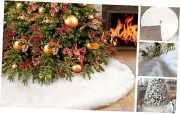 Fur Christmas Tree Skirt, 48 inches Fluffy Xmas Tree Rug Skirt for White