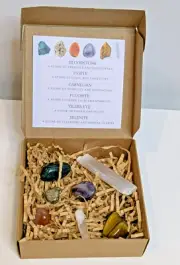 Motivation Manifesting Crystal Pack Natural Multicolour Stones Eco Kit Gift Box