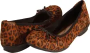 Clarks Sara Aster Womens Ballet Flat Leopard Print Suede US Size 9.5 WIDE